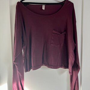 American Apparel Burgundy Long Sleeve Pocket Tee